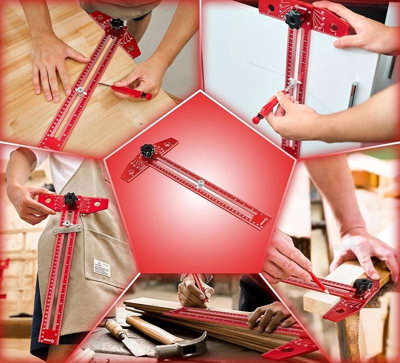Saker Woodworking Scriber Marking Line Ruler, Adjustable Aluminum Alloy Sliding T-Square Ruler,Precision Line Drawing aid Ruler with Angle Adjustment Scale - Image 7