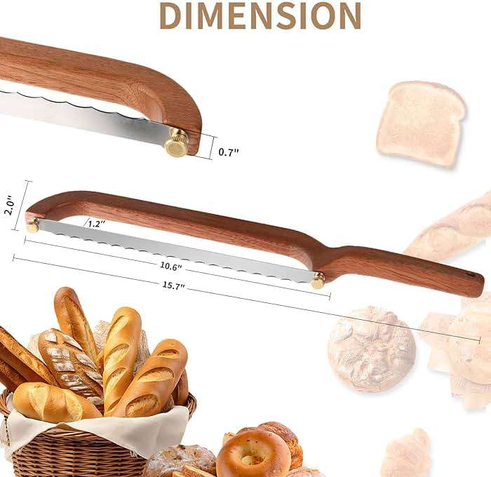 Uprichya Bread Knife for Homemade Bread Sourdough, Serrated Bread Slicer & Bread Bow Knife with Ergonomic Grip for Easy, Clean & Even Slicing - Image 3