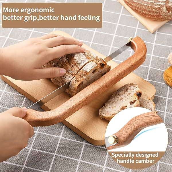 Uprichya Bread Knife for Homemade Bread Sourdough, Serrated Bread Slicer & Bread Bow Knife with Ergonomic Grip for Easy, Clean & Even Slicing - Image 4