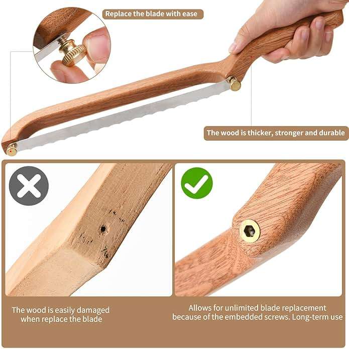Uprichya Bread Knife for Homemade Bread Sourdough, Serrated Bread Slicer & Bread Bow Knife with Ergonomic Grip for Easy, Clean & Even Slicing - Image 5