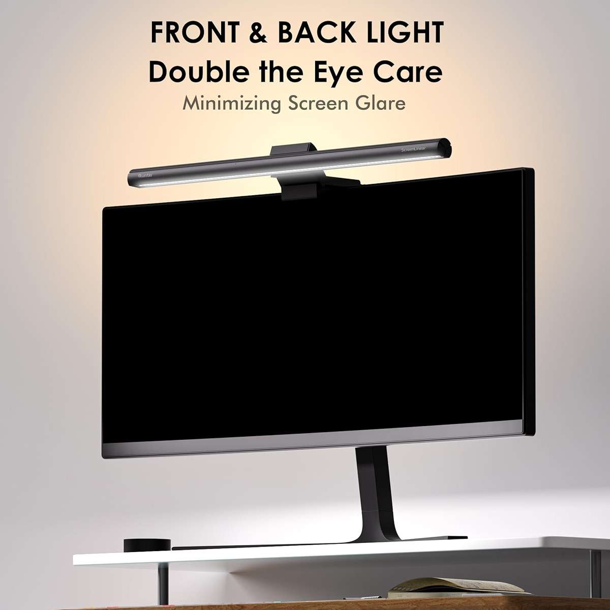 Quntis Monitor Light Bar with Remote, 16.7'' Eye Care No Glare Computer Light Bar with Backlight, Auto-Dimming & Timer, Stepless Dimming Monitor Lamp for Desk Gaming Home Office Curved Monitors - Image 2