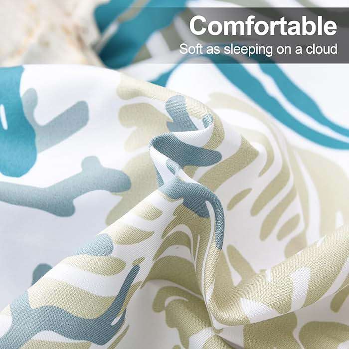 Tritard Coastal Comforter Set Queen Size 3 Piece, Soft Beach Themed Comforter, Ocean Nautical Lightweight Bedding Sets for All Seasons, (1 Reversible Comforter and 2 Pillow Shams), 90''x90'', C1 - Image 6