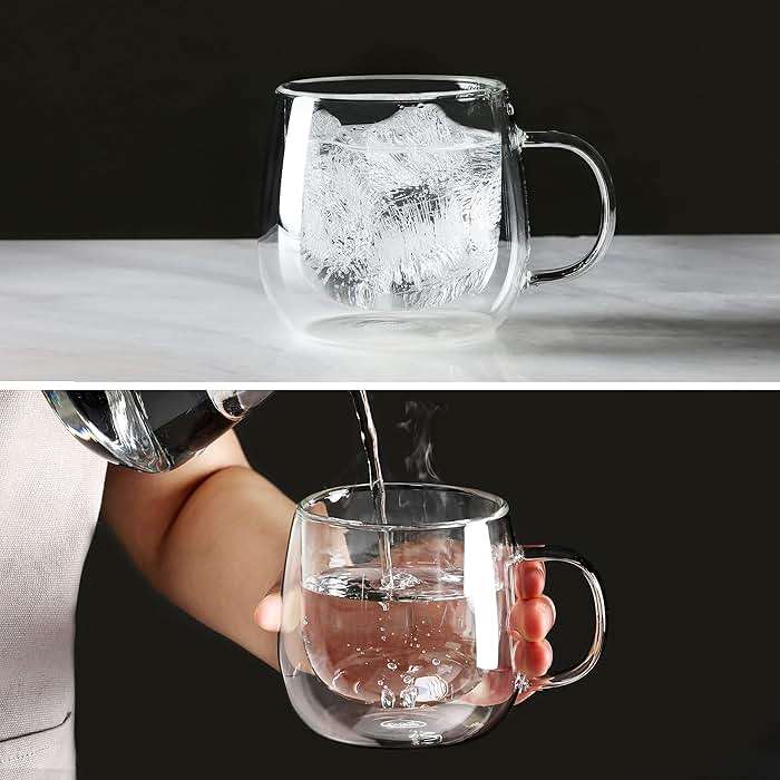 CNGLASS 16oz Double Walled Glass Coffee Mugs(4-pack),Large Clear Coffee Cups with Handle,Glass Espresso Mugs for Latte,Cappuccino,Tea - Image 5