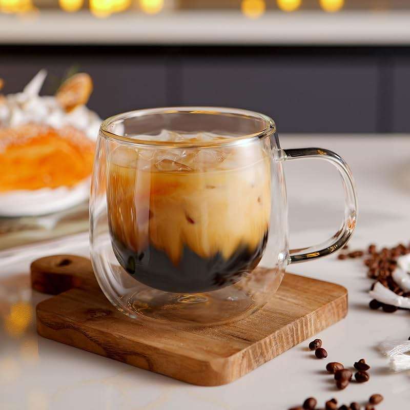 CNGLASS 16oz Double Walled Glass Coffee Mugs(4-pack),Large Clear Coffee Cups with Handle,Glass Espresso Mugs for Latte,Cappuccino,Tea - Image 7