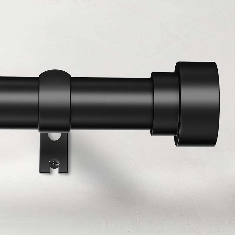 Time Forest Black Curtain Rods for Windows 32 to 120 Inch (2.6-10 Feet), 1 Inch Diameter Adjustable Heavy Duty Curtain Rod, Modern Style Indoor Outdoor Long Window Drapery Rods with End Caps - Image 1