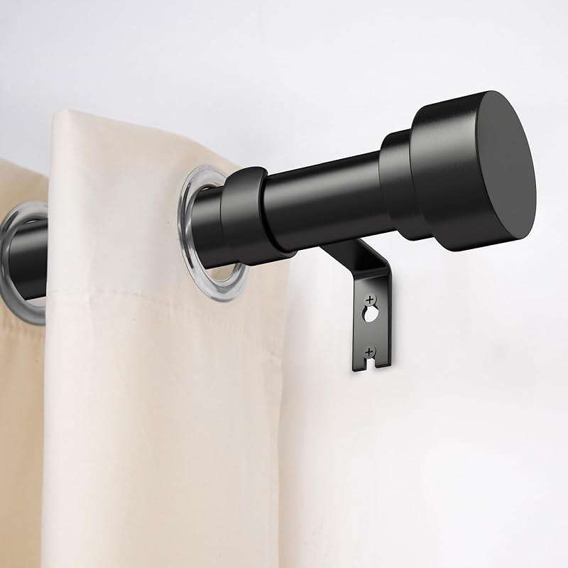 Time Forest Black Curtain Rods for Windows 32 to 120 Inch (2.6-10 Feet), 1 Inch Diameter Adjustable Heavy Duty Curtain Rod, Modern Style Indoor Outdoor Long Window Drapery Rods with End Caps - Image 4