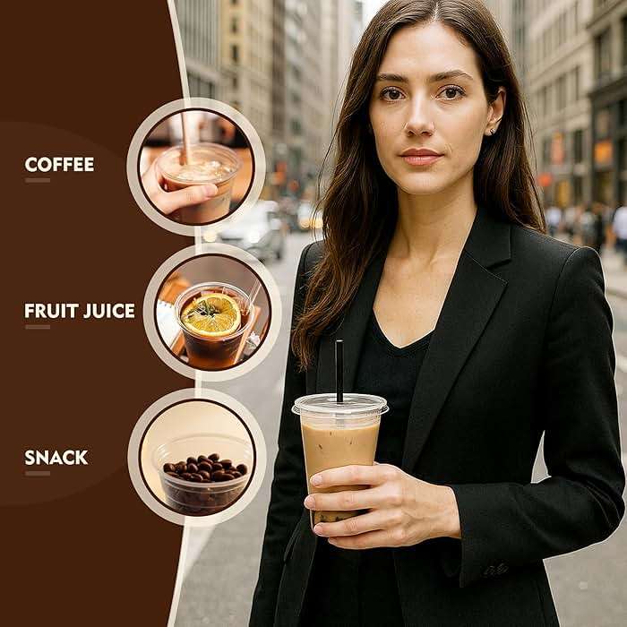 YEEHAW 16 oz 100 Pack Disposable Iced Coffee Cups with Lids, Clear Plastic Cups with Lids, Cold Crystal Drink Cup for Party - Image 6