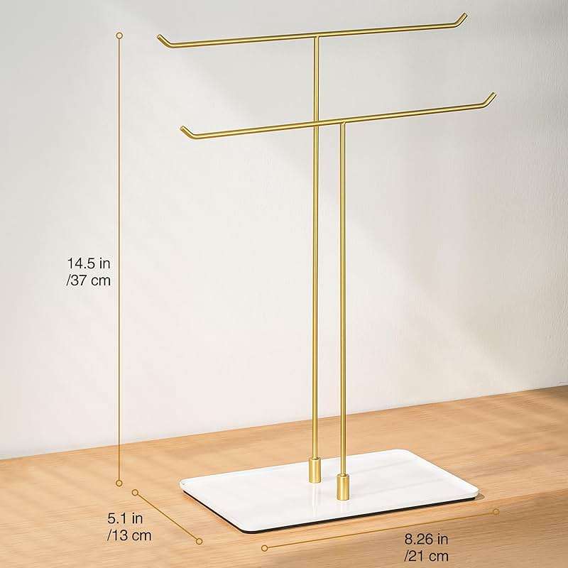 bussdis Necklace Stand Aesthetic Necklace Holder: Metal Necklace Organizer for Home Decor, Gold - Image 2