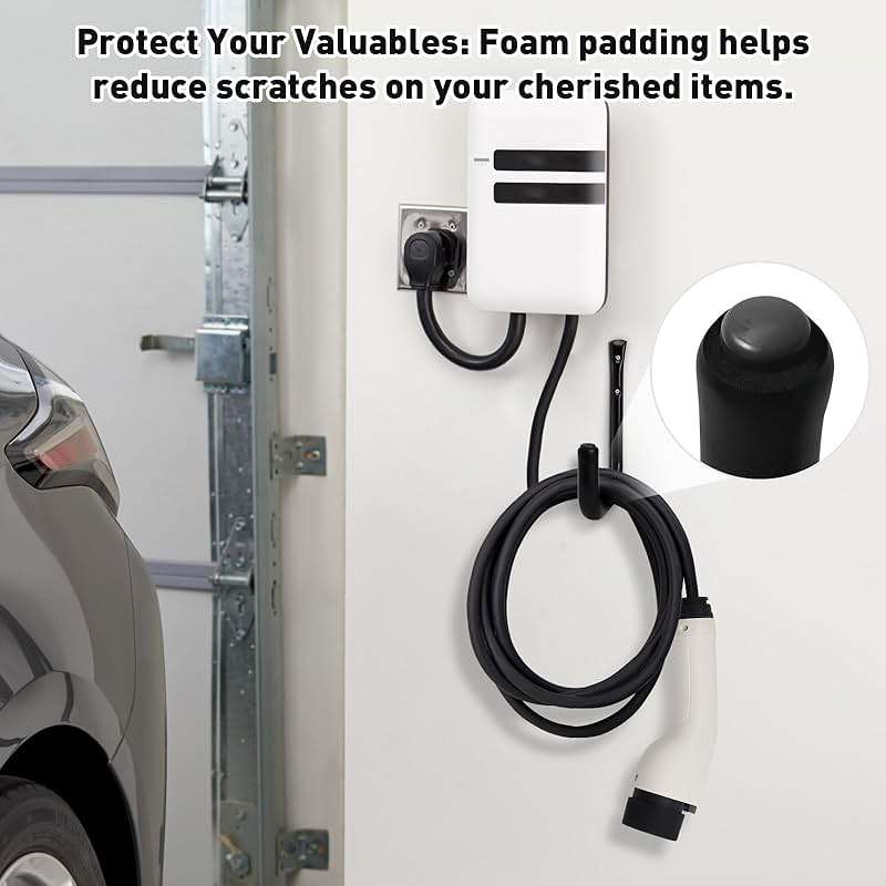 KURUI 10" Garage Organization Wall Hooks, 66 LB Heavy Duty Water Hose Holder for Hanging Ladder Extension Cord Garden Tool Cable, 4 Pcs, Black - Image 4