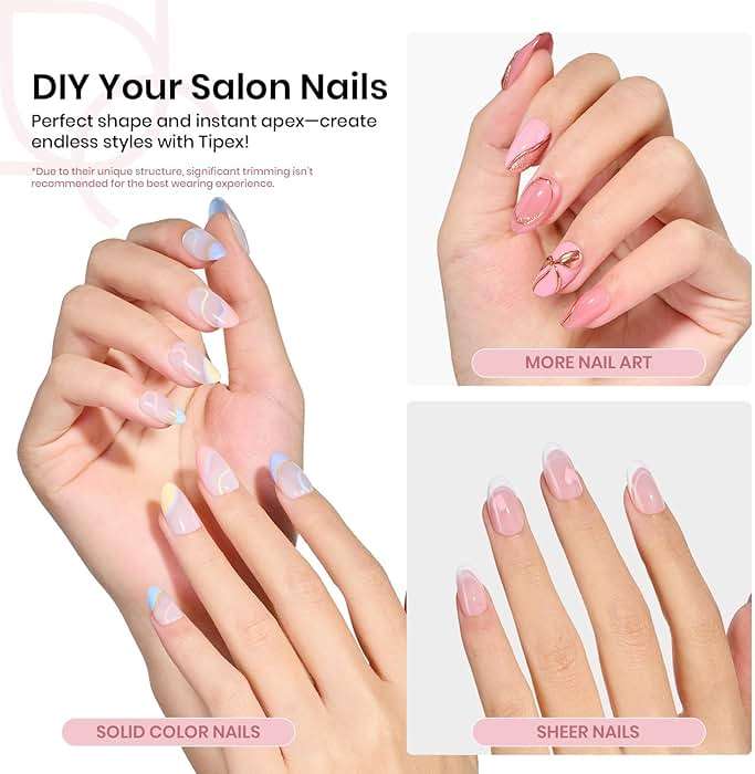 Beetles Tipex Instant Apex Nail Tips, Short Oval, 16 Sizes 00–14, 512pcs, No Builder Gel Required, Thicker Strong Acrylic Tips for DIY Salon-look Extensions - Image 2