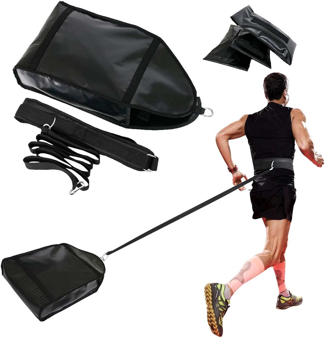 doksmeria Weight Sled Trainer Adjustable, Upgrade Sandbag Sled Trainer Resistance Sled Trainer for Sprinter Speed Training Indoor Outdoor, Running Sled Trainer with 3 Weight Sandbags - Image 1