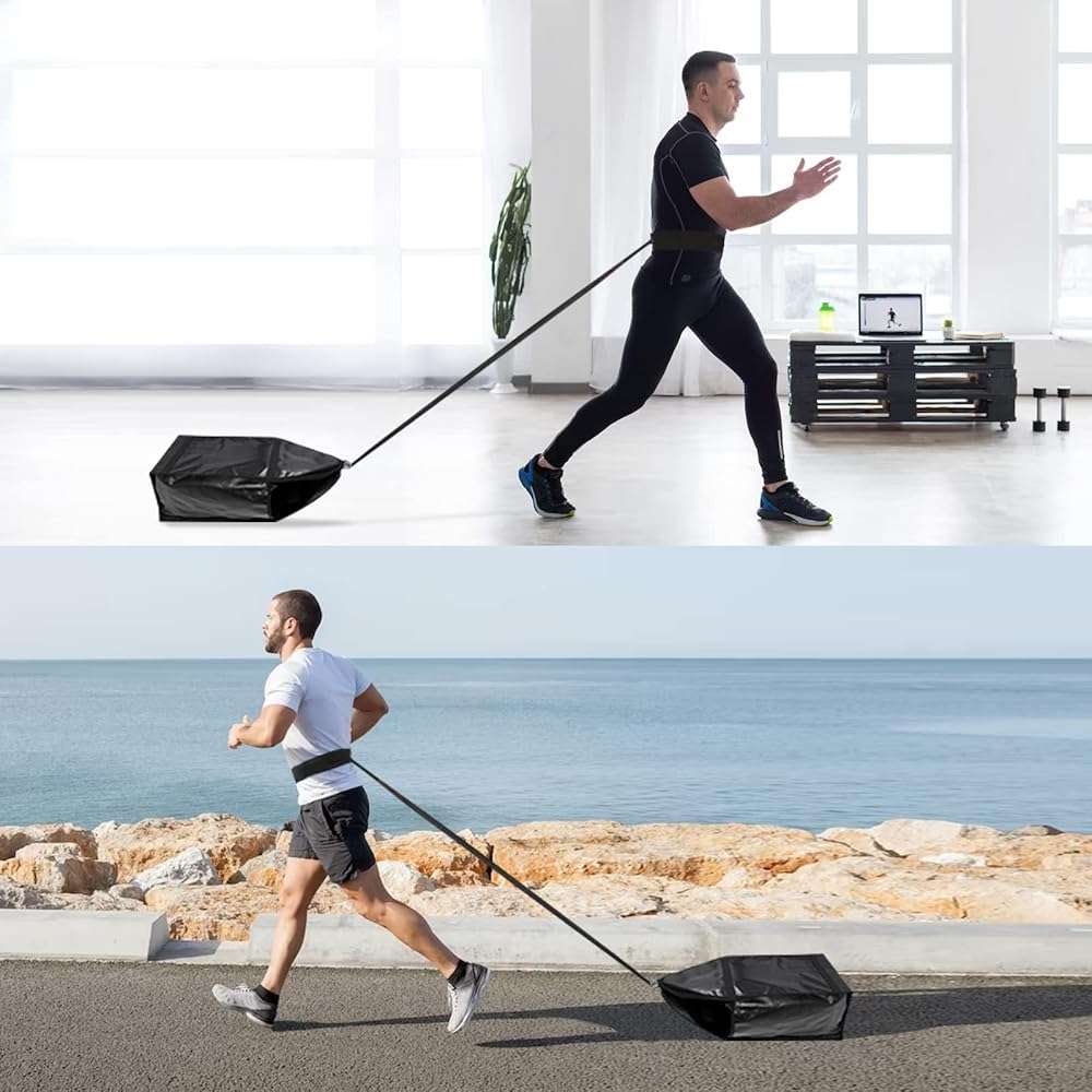 doksmeria Weight Sled Trainer Adjustable, Upgrade Sandbag Sled Trainer Resistance Sled Trainer for Sprinter Speed Training Indoor Outdoor, Running Sled Trainer with 3 Weight Sandbags - Image 7