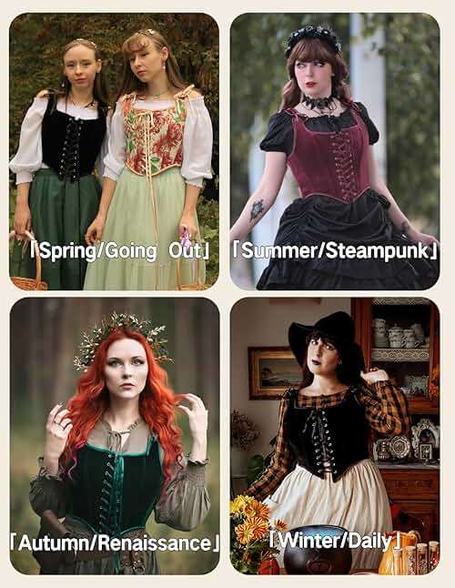SCARLET DARKNESS Renaissance Corset Tops for Women Pirate Lace Up Overbust Velvet Bustier Bodice - Image 3