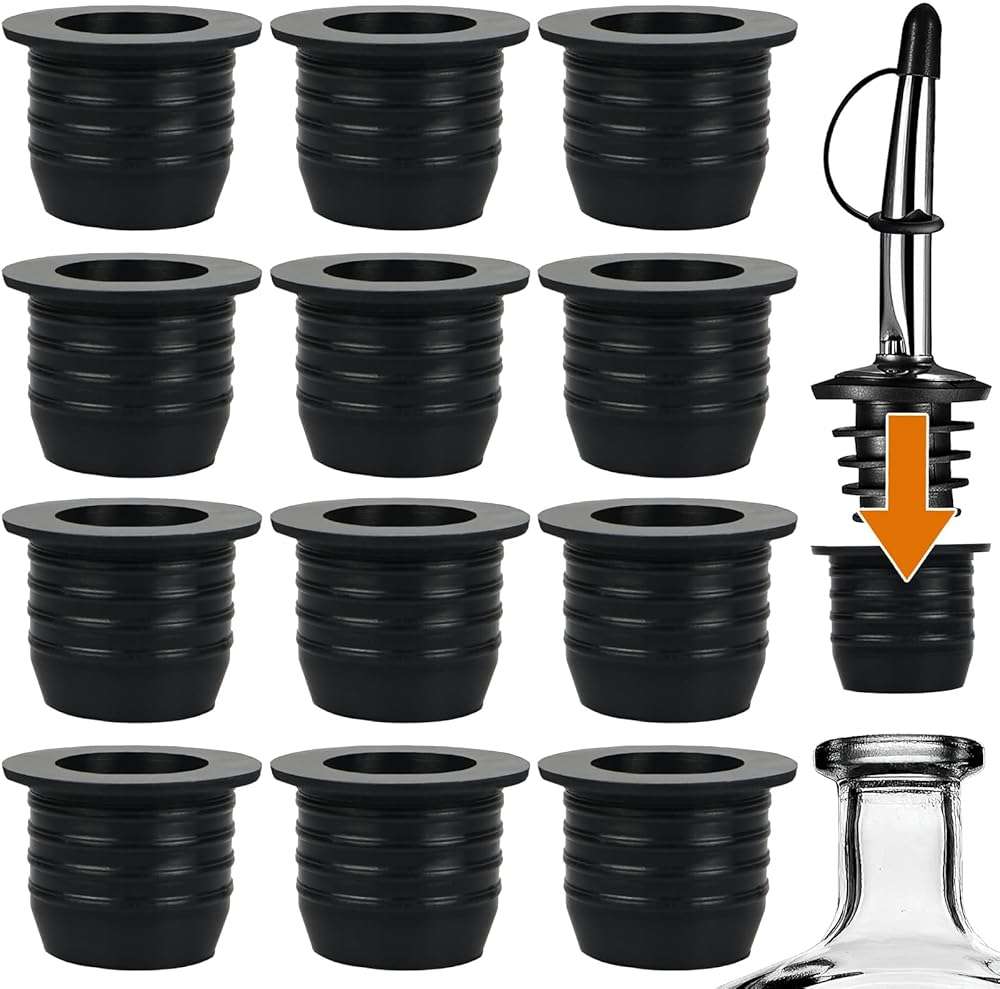 12 Pack Liquor Pour Spout Adapters, Pour Spouts for Large Neck Liquor Bottles, Liquor Bottle Pourers for Alcohol Olive Oil up to 1 inch/25 mm Neck - Image 1