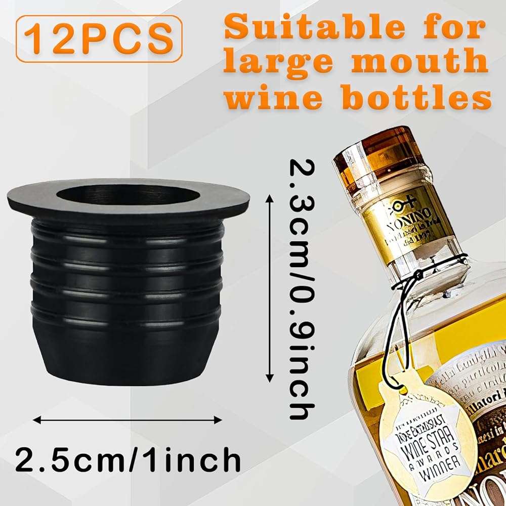 12 Pack Liquor Pour Spout Adapters, Pour Spouts for Large Neck Liquor Bottles, Liquor Bottle Pourers for Alcohol Olive Oil up to 1 inch/25 mm Neck - Image 3