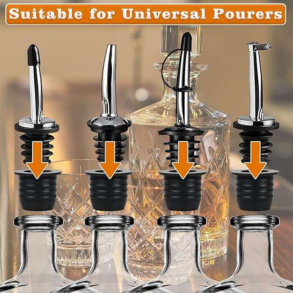 12 Pack Liquor Pour Spout Adapters, Pour Spouts for Large Neck Liquor Bottles, Liquor Bottle Pourers for Alcohol Olive Oil up to 1 inch/25 mm Neck - Image 4