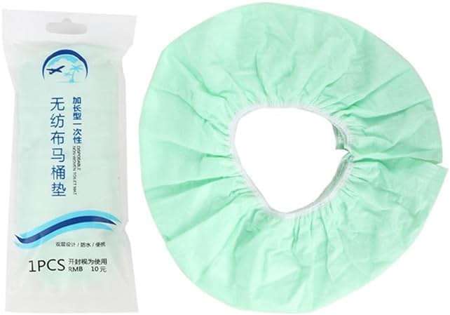 Disposable Non-woven Toilet Seat Mat 2 Layer Water Proof Toilet Cover Portable Travel Hotel Toilet Seat Pad 10 Pieces (Green) - Image 6