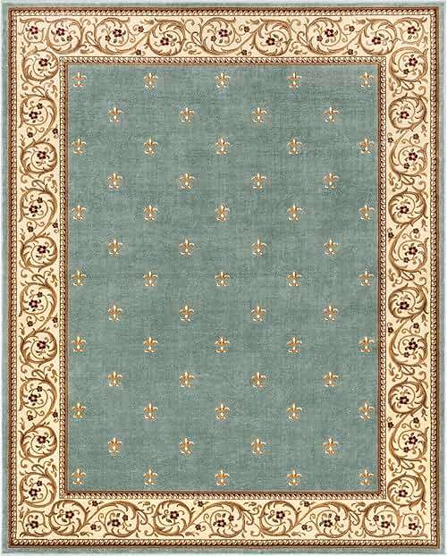 Well Woven Fleur de Lis Elegance Traditional Light Blue 9x13 (9'3" x 12'6") Large Area Rug – 100% Jute Backing, Durable Living Room, Bedroom & Dining Room Large Area Rug - Image 2