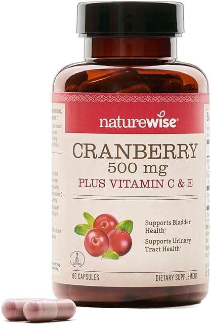 NatureWise Cranberry Pills for Women - 500mg Cranberry Extract (25:1) + Vitamin C & E - Cleansing Urinary Tract & Bladder - Vegan, Non-GMO, Sugar-Free - 60 Capsules[1-Month Supply] - Image 1
