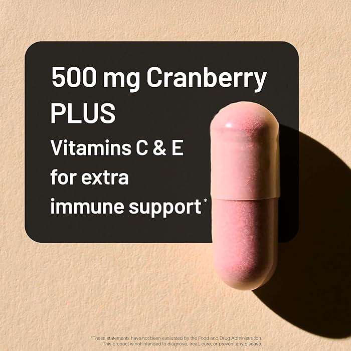 NatureWise Cranberry Pills for Women - 500mg Cranberry Extract (25:1) + Vitamin C & E - Cleansing Urinary Tract & Bladder - Vegan, Non-GMO, Sugar-Free - 60 Capsules[1-Month Supply] - Image 4