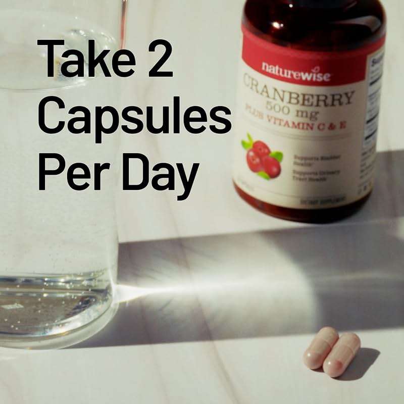 NatureWise Cranberry Pills for Women - 500mg Cranberry Extract (25:1) + Vitamin C & E - Cleansing Urinary Tract & Bladder - Vegan, Non-GMO, Sugar-Free - 60 Capsules[1-Month Supply] - Image 9