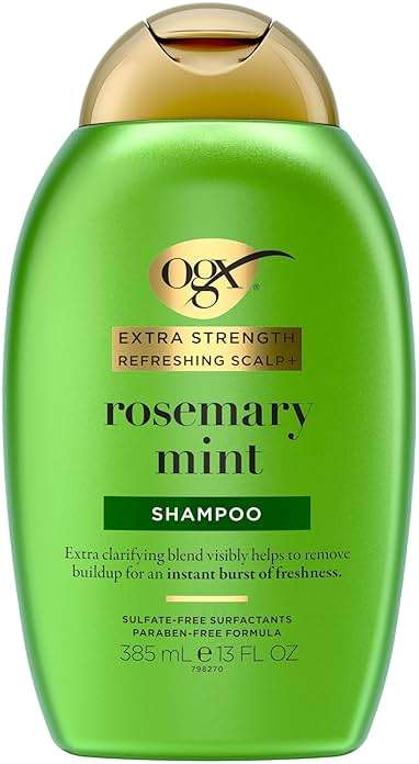 OGX Extra Strength Refreshing Scalp + Rosemary Mint Shampoo, Clarifying Shampoo for Oily Hair Visibly Helps Remove Oil & Residue to Clear Away Buildup, Sulfate-Free Surfactants, 13 fl. oz - Image 1