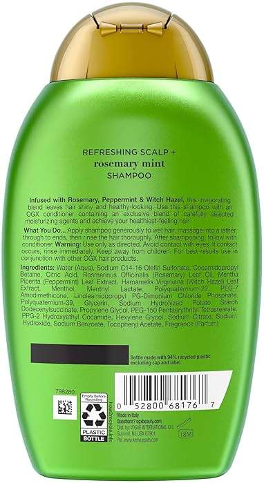 OGX Extra Strength Refreshing Scalp + Rosemary Mint Shampoo, Clarifying Shampoo for Oily Hair Visibly Helps Remove Oil & Residue to Clear Away Buildup, Sulfate-Free Surfactants, 13 fl. oz - Image 6
