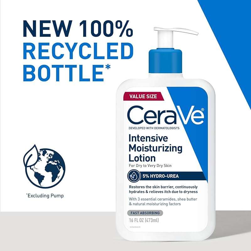 CeraVe Intensive Moisturizing Lotion, Hydro-Urea + Shea Butter, Body Lotion For Dry Skin, Relieves Signs Of Extra Dry Skin, Non Greasy Hydrating Cream For Rough, Tight, Red & Itchy Skin, 16oz - Image 2