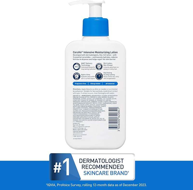 CeraVe Intensive Moisturizing Lotion, Hydro-Urea + Shea Butter, Body Lotion For Dry Skin, Relieves Signs Of Extra Dry Skin, Non Greasy Hydrating Cream For Rough, Tight, Red & Itchy Skin, 16oz - Image 10