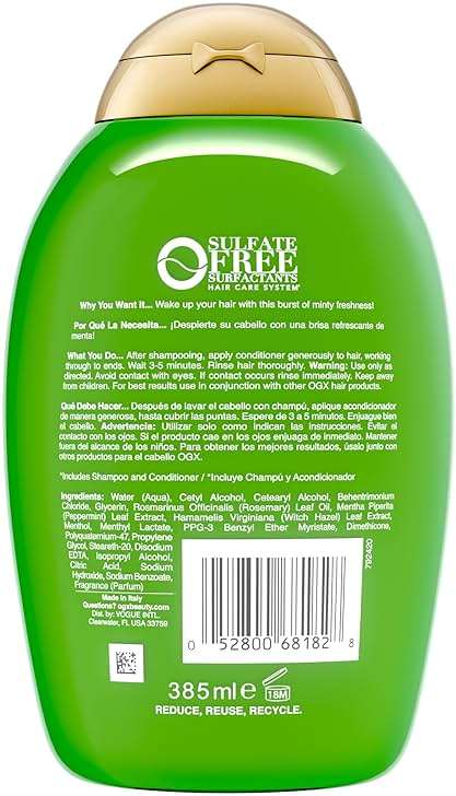 OGX Extra Strength Refreshing Scalp + Rosemary Mint Conditioner, Nourishing Hair & Scalp Conditioner Infused with Rosemary for Healthy-Looking Hair, Sulfate-Free Surfactants, 13 fl. oz - Image 8