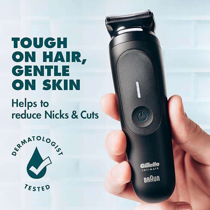 Gillette i7 Intimate Men’s Premium Pubic Hair Trimmer, Waterproof LED Body Hair Trimmer for Men, Manscaping Body Groomer - Image 4
