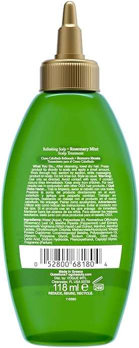 OGX Extra Strength Refreshing Scalp + Rosemary Oil Mint Dry Scalp Treatment, Peppermint & Witch Hazel Scalp Detox, Clarifying Leave-In to Help Remove Buildup and Refresh, Shiny Hair Finish, 4 fl oz - Image 5