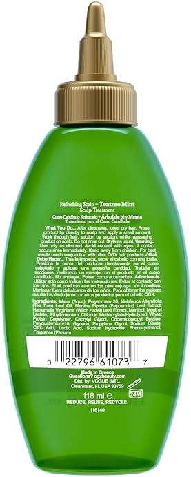OGX Extra Strength Refreshing Scalp + Rosemary Oil Mint Dry Scalp Treatment, Peppermint & Witch Hazel Scalp Detox, Clarifying Leave-In to Help Remove Buildup and Refresh, Shiny Hair Finish, 4 fl oz - Image 6