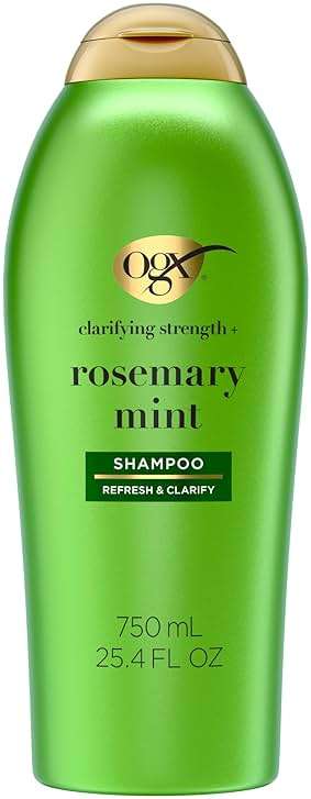 OGX Clarifying Strength + Rosemary Mint Shampoo, Clarifying Shampoo for Oily Hair Visibly Helps Remove Oil & Residue to Clear Away Buildup, Sulfate-Free Surfactants, 25.4 fl. Oz - Image 1