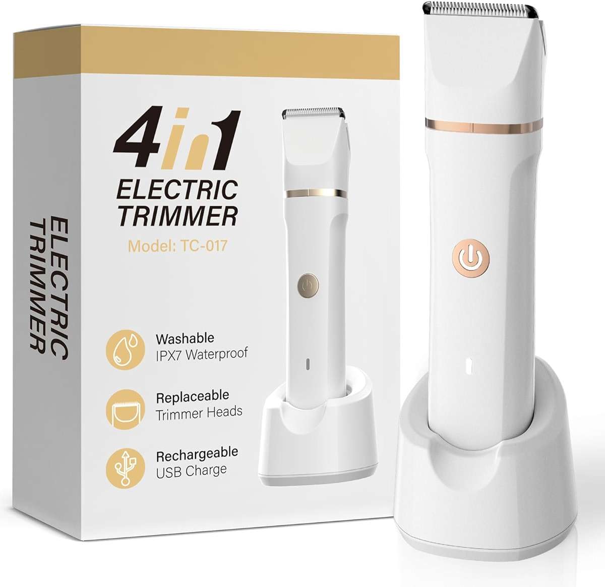 4-in-1 Electric Bikini Trimmer for Women - Painless Electric Razors for Facial/Body/Armpit/Pubic Hair, IPX7 Waterproof Replaceable Shaver Head & Nose Hair Trimmer for Travel, Gifts for Girlfriend Wife - Image 1