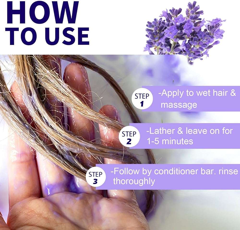 SAPHUS Sulfate Free Brass Toning Purple Shampoo Bar for Blonde, Bleached, Silver, or Brown Highlighted Hair, Travel Friendly, with Tin Container +Sponge - Image 5