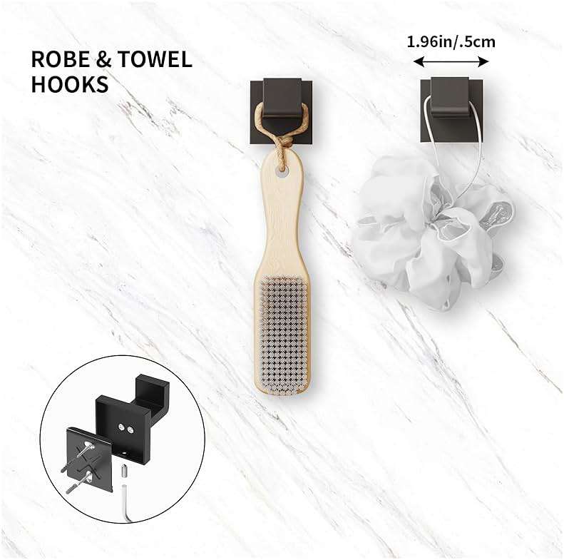 20-Pieces Matte Black Bathroom Accessories Set, 23.6 Inch Bath Towel Bar Set, SUS 304 Stainless Steel Bathroom Hardware Set, Towel Racks for Bathroom Wall Mounted. - Image 7
