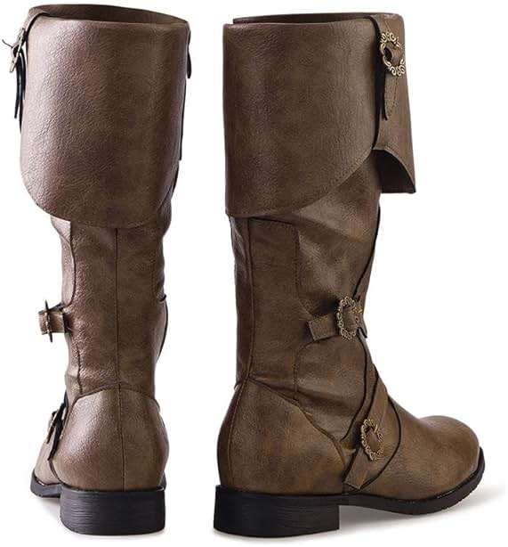DUNHAO COS Men's Faux Leather Medieval Boots Viking Pirate Costume Boots Renaissance Faire Cosplay Shoes - Image 5