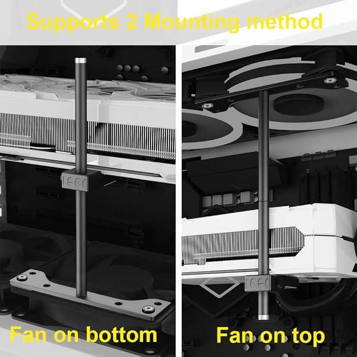 GPU Support Bracket, GPU Holder Stand, Adjustable GPU Sag Bracket Graphics Card Support for 12cm Fan Mount CNC Aluminum (0.63-6.3inch) - Image 2