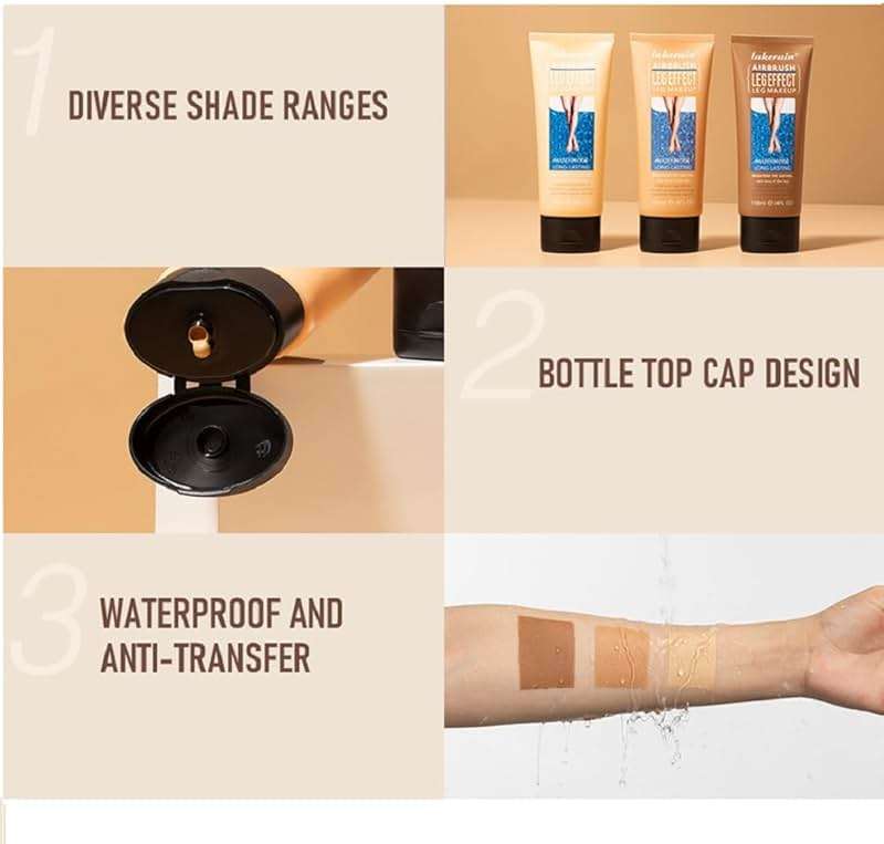 Leg Makeup Waterproof No Transfer,Leg and Body Scar Cover Up,Tattoo Cover Up Makeup Waterproof,Long Last Body Foundation (3# Bronze, 4 FL OZ) - Image 4