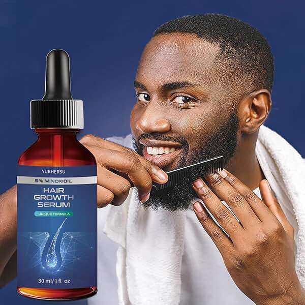 ELCHHIRSCH Hair Growth Serum, 5% Minoxidil, With Biotin & Glycerin, for Men's Beard & Women's Hair Regrowth, Anti Hair Loss Treatment, Make Hair Stronger Thicker Longer, 1 fl oz (30 ml), Blue - Image 6
