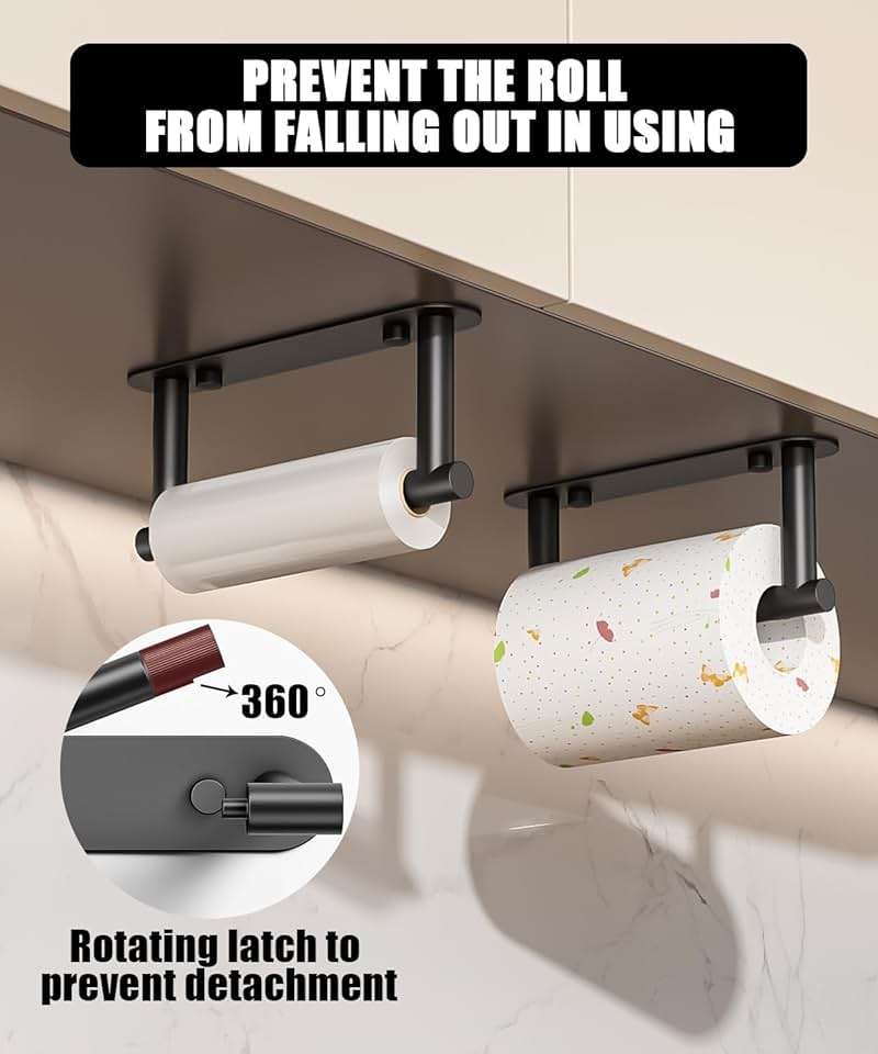 Sankecao Black Toilet Paper Holder - Bathroom Toilet Paper Holder Adhesive or Screw Wall Mounted Swivel Snap Lock Design Fits Anywhere Stainless Steel Bathroom Tissue Roll Holder - Image 4