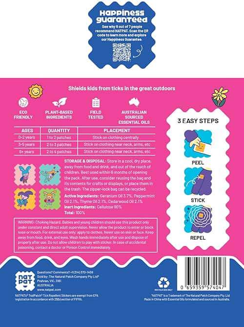 NATPAT TrailPatch Tick Repellent Stickers for Kids - All Natural Chemical Free Outdoor Bug Patch for Toddlers, Kids (48 Pack) - Image 8