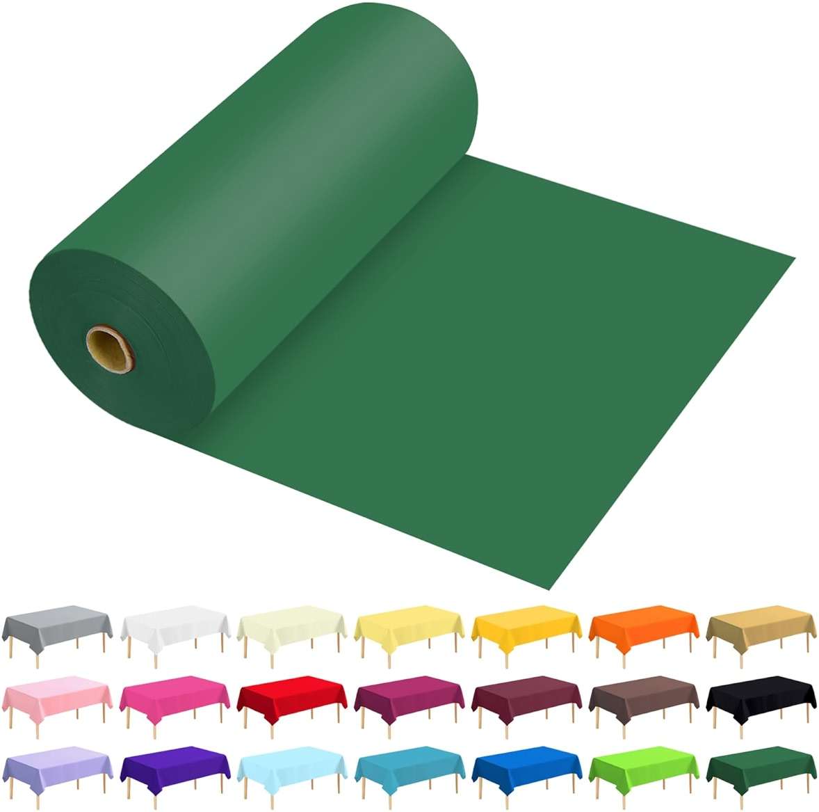 JHDZDHY 54 Inch X 300 Feet Plastic Table Cover Roll Premium Disposable Plastic Tablecloth for All Type/Shape Tables | Picnic, Party, Banquet, Birthdays, Weddings (Green, 54 Inch X 300 Feet) - Image 1