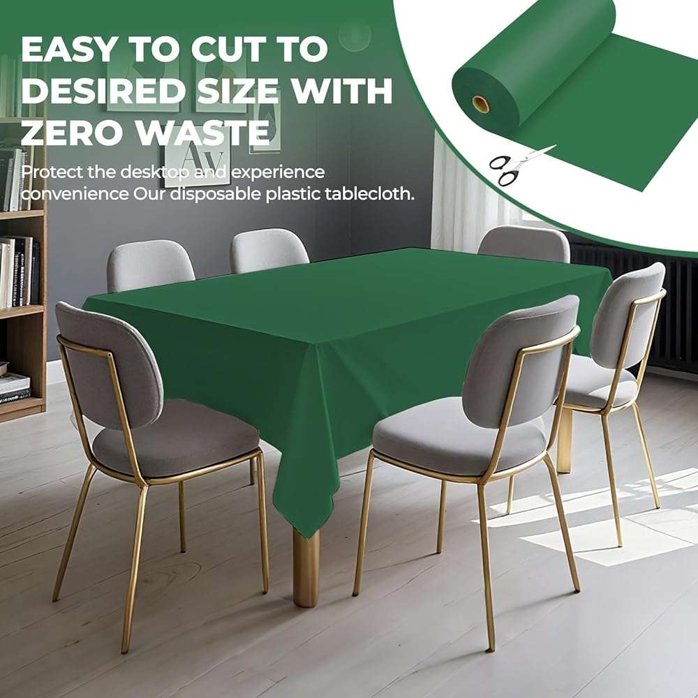JHDZDHY 54 Inch X 300 Feet Plastic Table Cover Roll Premium Disposable Plastic Tablecloth for All Type/Shape Tables | Picnic, Party, Banquet, Birthdays, Weddings (Green, 54 Inch X 300 Feet) - Image 5