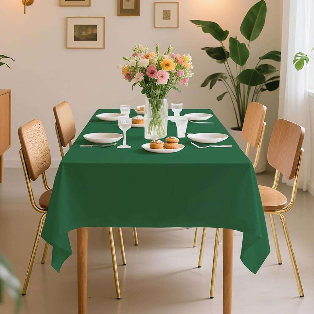 JHDZDHY 54 Inch X 300 Feet Plastic Table Cover Roll Premium Disposable Plastic Tablecloth for All Type/Shape Tables | Picnic, Party, Banquet, Birthdays, Weddings (Green, 54 Inch X 300 Feet) - Image 6