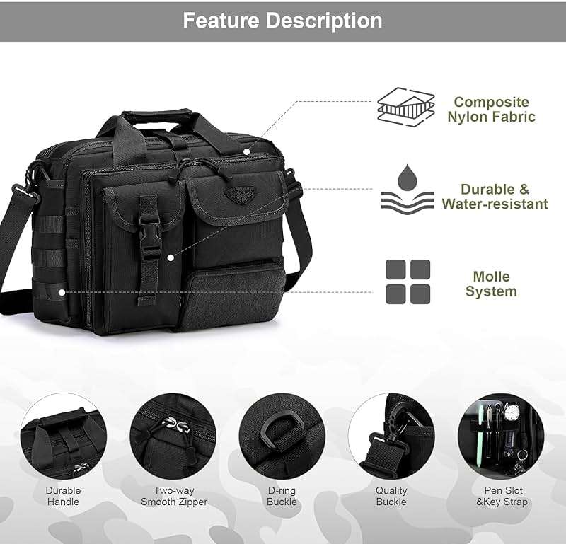 Stypos Tactical Messenger Bag,Tactical Briefcase for Man Military Laptop Bag 14 Inch/15.6 Inch /17.3 Inch Messenger Work Bag - Image 5