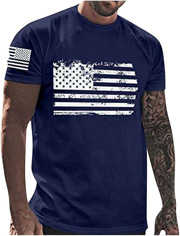 RTRDE Men's Crewneck T-Shirts Graphic Tees Summer Casual 2024 Election Shirt Short Sleeve Flag Print Tshirts, M-5XL - Image 1