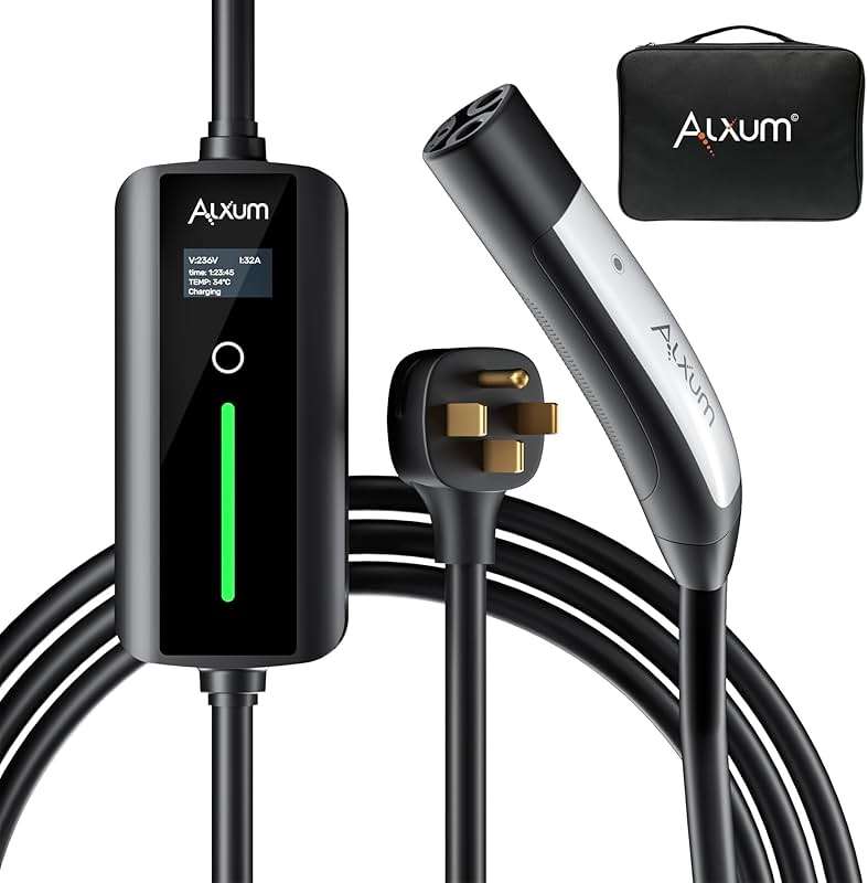 Alxum Level 2 Tesla Charger - 32Amp Tesla Portable Charger with 16.4 ft Cable for Home and Outdoor Mobile Connector with NEMA 14-50 Plug Compatible with All Models X/Y/3/S and Cybertruck - Image 1