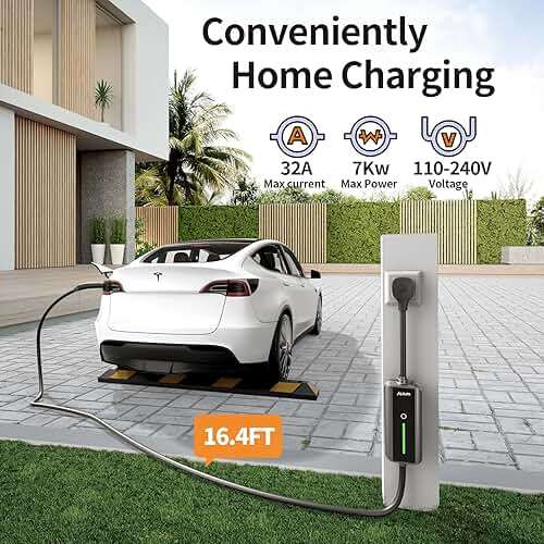 Alxum Level 2 Tesla Charger - 32Amp Tesla Portable Charger with 16.4 ft Cable for Home and Outdoor Mobile Connector with NEMA 14-50 Plug Compatible with All Models X/Y/3/S and Cybertruck - Image 2